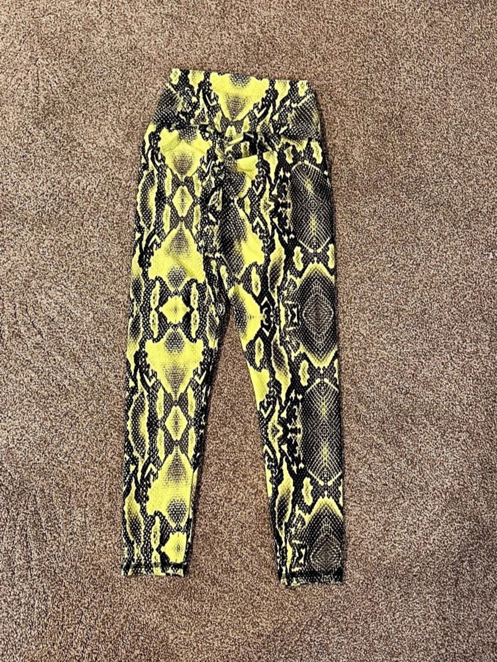 ASB2B Neon Python Animal Print Leggings Yellow & Black